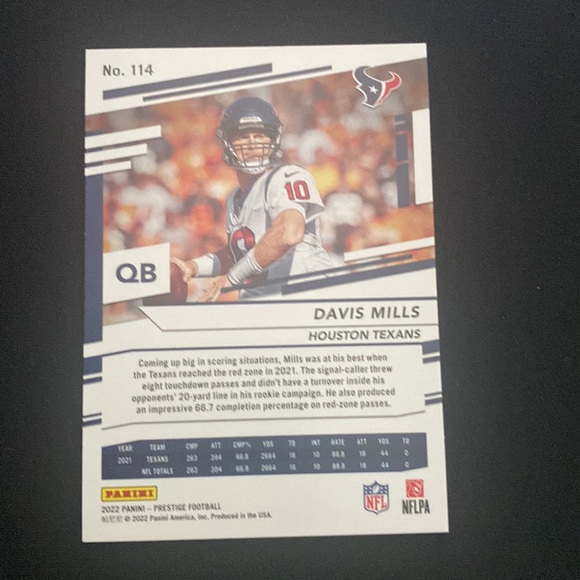 Davis Mills - 2022 panini prestige football #114 - Picture 2 of 2